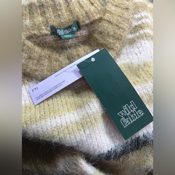 Tan and Cream Crew Neck Striped Sweater - Picture 4 of 5